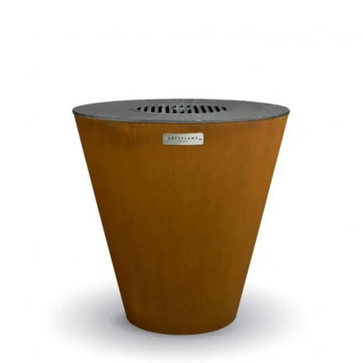 One30 BBQ Brasero de acero Artéflame y Corten, con placa de cocción de hierro fundido de 76 cm, altura total de 79 cm - 1