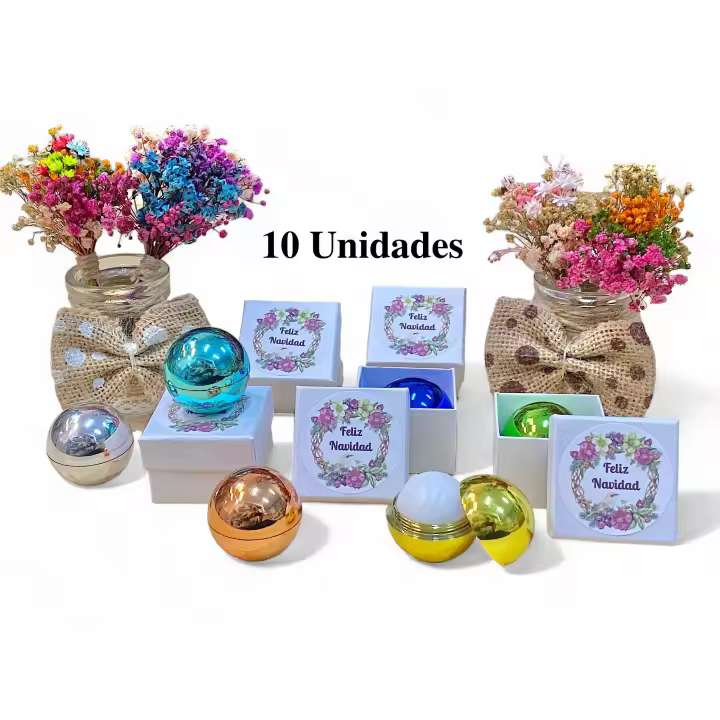 Regalos navidad 10/25 unidades bálsamo de labios aroma vainilla en caja de regalo con mensaje Feliz Navidad regalos para la familia amigas tiendas peluquerias comercios negocios regalos de empresa detalles originales de Navidad - 1