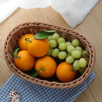 Cesta De Paja De Rotura Hecha a Mano En Forma Oval Para Almacenamiento De Snacks Caja De Frutas Para La Cocina Y Pícnic - details 2