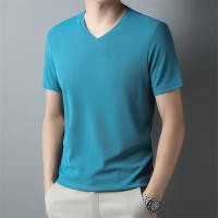 Camiseta Hombre Verano 2024 Cuello V Corta Transpirable Top Casual Polyester Cuidado Manual Talla Única Color Sólido - details 16