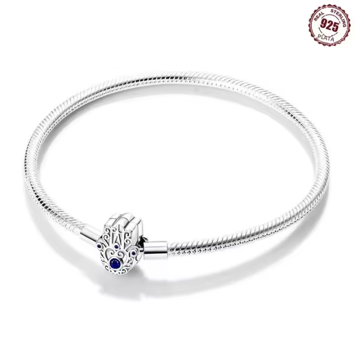 Pulsera De Plata Esterlina 925 Con Estrella Luna Mariposa Corazón Y Puño De Zirconia Para Mujer Pulsera De Moda Para Fiestas Y Joyería DIY - 1