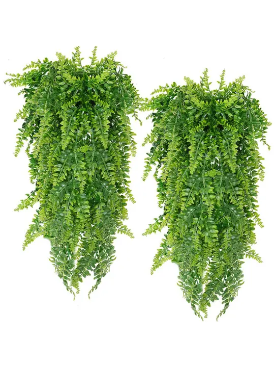 2pcs Eucalipto Artificial En Vínculo Planta Artificial Decoración Para El Hogar Y Bodas Colgante Falso Iva De Hojas Plásticas Para Exterior - 1