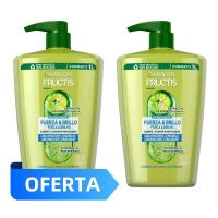 Bellas Extensiones- Super oferta Pack de 2 Champú Garnier Fructis Fuerza & Brillo XXL 1 litro+1 litro: Fortalece y revitaliza tu cabello con extracto de pomelo y vitaminas B6 y niacinamida  Cabello más fuerte, sano y brillante  Envase 100% reciclado - details 1