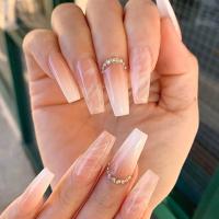 Juego De 24 Uñas Postizas Con Diseño De Flor Y Forma De Coffin Largas Ballerina Frases Francesas Acrílicas Cubiertas Por Encima Para Uñas Artísticas - details 19