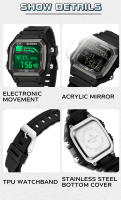 Reloj Deportivo Exterior SANDA Para Hombres Multifuncional Alarm Clock Cronógrafo Impermeable LED Digital Con Tiempo Doble - details 17