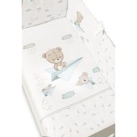 INTERBABY SET DE 2 PIEZAS FUNDA NORDICA CON RELLENO + CHICHONERA MODELO PAPER PLAIN EN AZUL/ ROSA y GRIS - details 0