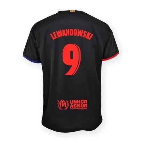 FC Barcelona Camiseta Segunda equipación 2024/2025 - RÉPLICA Oficial con Liciencia - Dorsal 9 Lewandowski - Adulto - 1