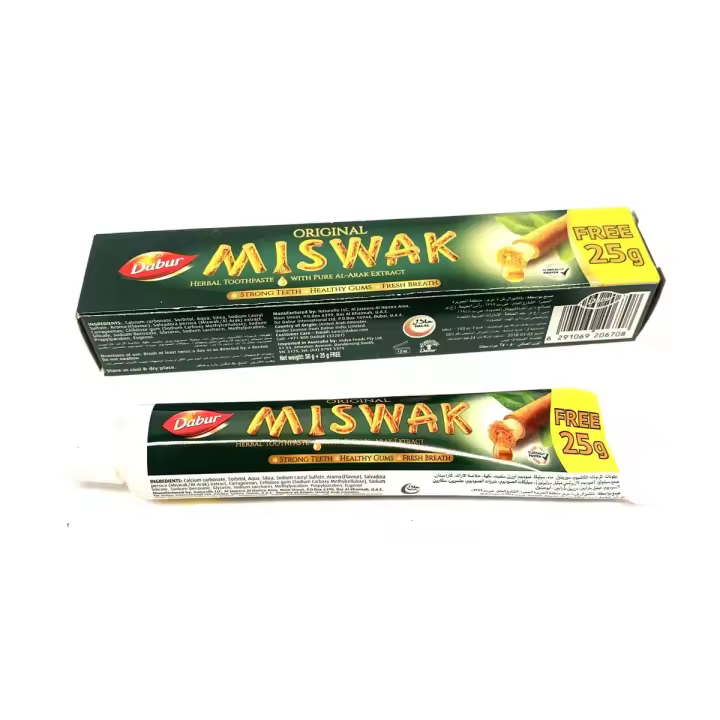 2x Dentífrico MISWAK natural Al-Arak formato viaje 75g - Pasta de dientes DABUR Miswak - Pack 2 Unidades x 75g - 1