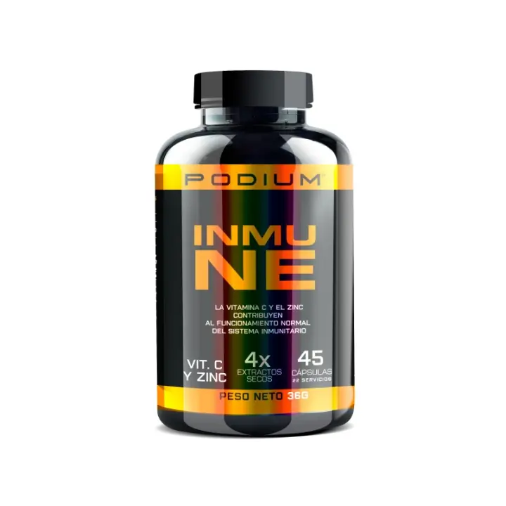 Suplemento inmunológico con Vitamina C + Zinc + Extractos | 45 cápsulas | Inmune Podium - 1