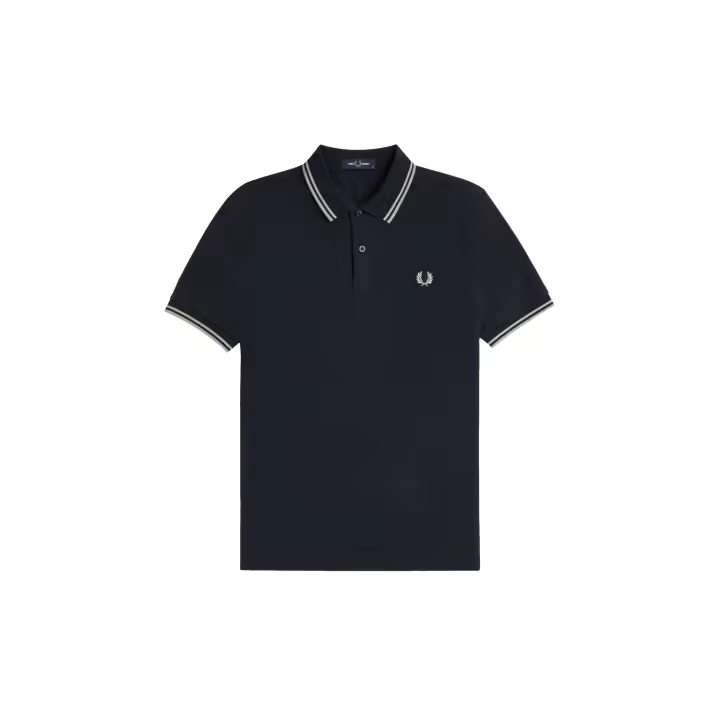 Fred Perry Slim Fit Twin Tipped Polo Navy / Silver Blue / Warm Grey - 1
