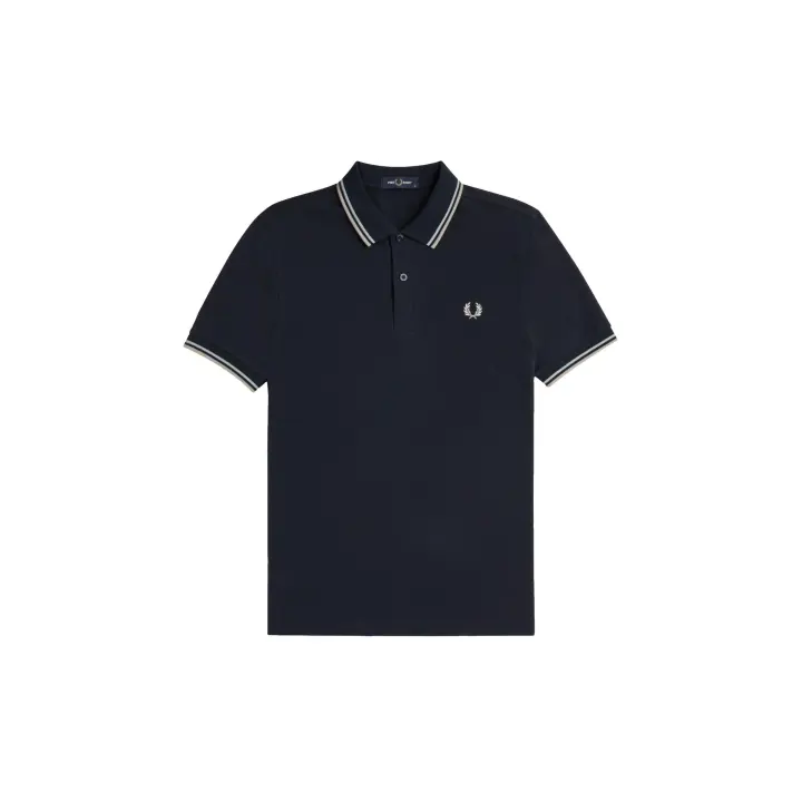 Fred Perry Slim Fit Twin Tipped Polo Navy / Silver Blue / Warm Grey - 1