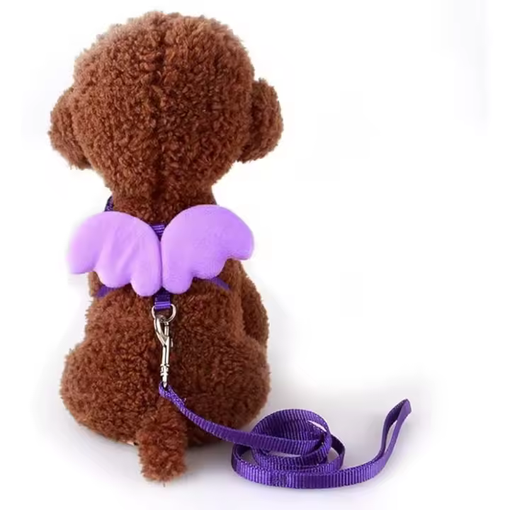 Verde Conjunto Arnés para Mascotas Ajustable Ángel Ala Gato Cachorro Correa para Perros Pequeños (S, Púrpura) - 1