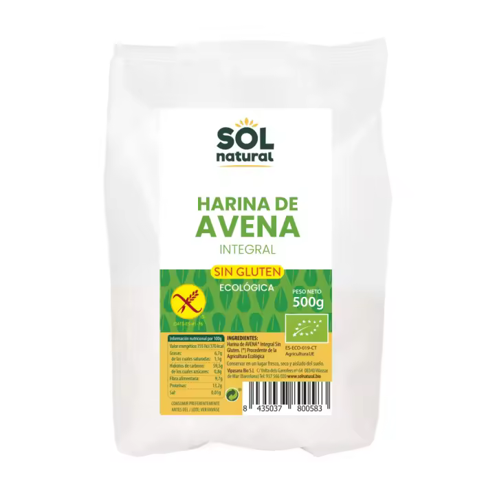 Harina de avena integral bio sin gluten Sol Natural 500 g - 1