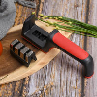 Afilador De Cuchillos Rápido 3/4 Sección Multifuncional Para El Hogar Herramienta De Cocina Con Piedra De Afilar Negra Tratamiento De Acero Inoxidable - details 1