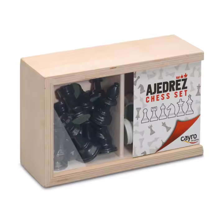 Accesorios de ajedrez nº 3 en elegante caja de madera - Tamaño del rey: 2,5×6,5cm - 1