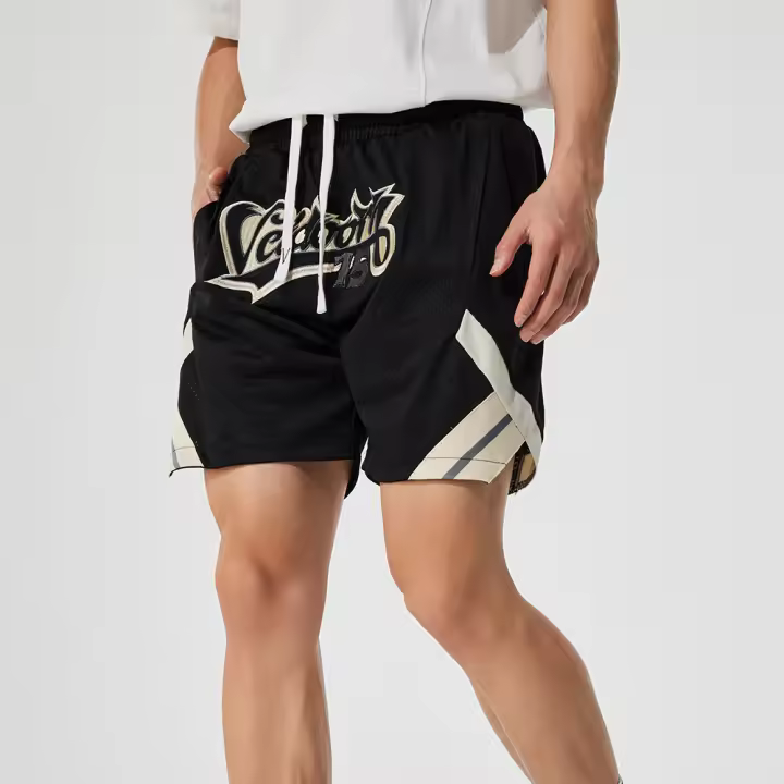 Shorts De Baloncesto De Malla Moda Con Toalla De Sudor Y Bolsillos Lateral Transpirables Para Entrenamiento Y Correr - 1