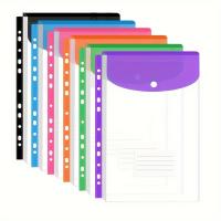 6pcs De Bolsas De Papel Adhesivas De Plástico Transparente Para Archivos Vertical A4 Para Bolsas De Papel Con Anillos De 2/3/4 Colores Disponibles Por Set - details 2