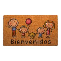 DISTRIBUX Felpudo Bienvenidos familia Para Puerta Entrada de Casa Base Goma Antideslizante Material Fibra de Coco 100% Natural Decoración Hogar 40 x 70 cm Alfombrilla Fibra de Coco Original y Divertida - details 0