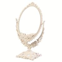 Espejo De Maquillaje Vintage Beige Para Mesa De Trabajo Oval Doble Cara Minimalista Con ABS Grueso Espejo De Mesa Europeo - details 10