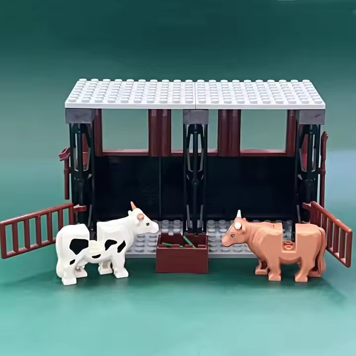 MOC Estable De Caballo Bloques De Construcción Ciudadano Juguete De Granja Con Vacas Para Niños Bloques Pequeños Compatible Con Lego Regalo De Cumpleaños O Navidad - 1