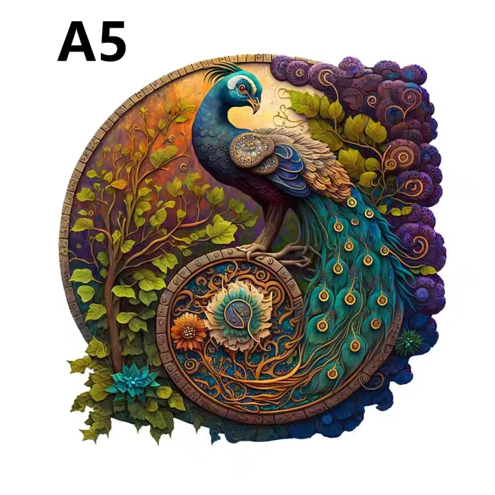 Rompecabezas De Madera En Forma De Animal Peacock Irregular Juego De Adultos Regalo De Festival Para Amigos Y Familia - 1