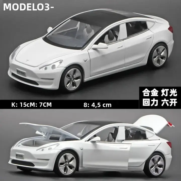 Modelo De Coche Tesla Modelo 3 En Echelle 1:32 Juguetes Para Niños Vehículos De Metal Sin Batería Regalo Para Niños De 14 Años O Más - 1