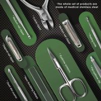 Set De Manicura Y Pedicura 9 Piezas Herramientas De Cuidado Personal Acero Inoxidable Con Estuche De Cuero PU Kit De Tijeras Y Cortauñas - details 1