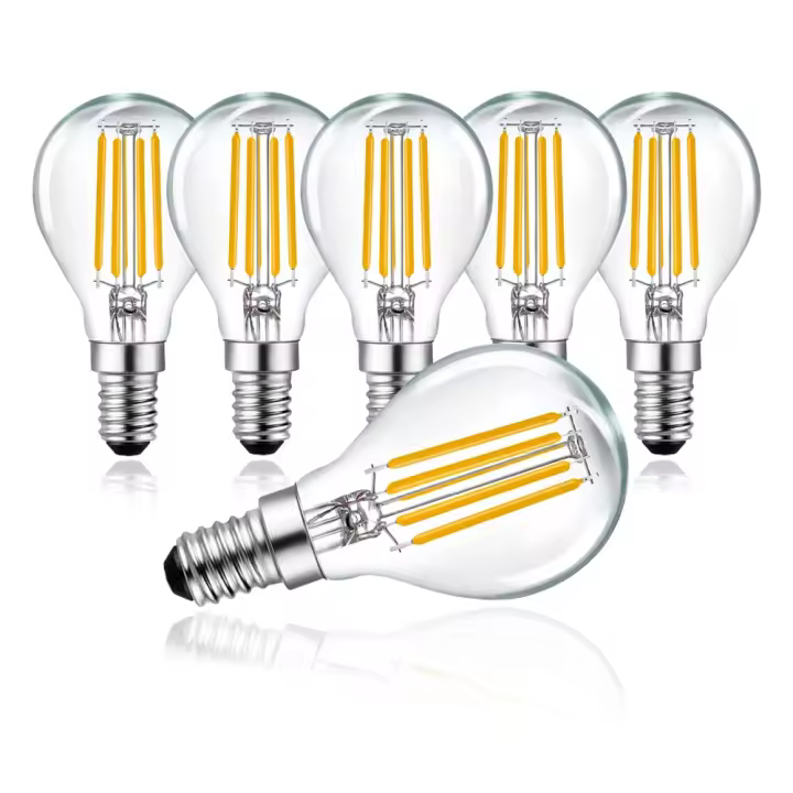 6 X Bombilla Led Vintage G45 4W/6W, Bombilla de filamento LED 470/640 lm, casquillo pequeñ E14, luz cálida 2700K, Bombilla Edison decorativo, Don Feliz - 1