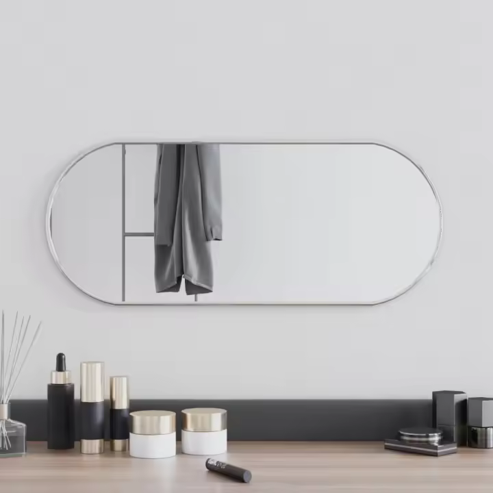 vidaXL Espejo de pared ovalado plateado 60x25 cm - 1