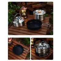 Nuevo Set De 4 Piezas De Olla De Acero Inoxidable Para Exteriores Conjunto De Cocina Familiar Portátil Para Picnic Y Camping Con Sopa Frito Al Vapor - details 5