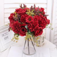 Rosa Artificial Retro Para Novia Vaso Decoración De Mesa Para Sala De Estar Y Dormitorio DIY Plantas Falsas Para Boda Navidad Aniversario - details 3