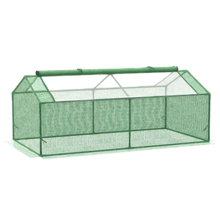 Outsunny Invernadero de Terraza 180x90x70 cm Caseta de Jardín con 2 Ventanas Enrollables Cubierta de PE y Marco de Metal Vivero Casero para Cultivo Plantas Flores Verde - 1