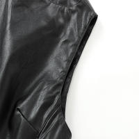 Vestido PU De Mujer Chic Negro Con Cierre De Cremallera En La Espalda Y Cuello Redondo Sin Mangas Estilo Slim Para Fiesta Y Club - details 7