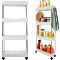 Ruhhy, Estantería Multiusos con Ruedas – Carrito Organizador de Cocina y Baño, 4 Niveles, Diseño Compacto - Organizador con Ruedas Giratorias - Estantería de Almacenamiento Portátil y Estable -  Carro de Almacenamiento para Cocina, Baño o Lavandería - details 2