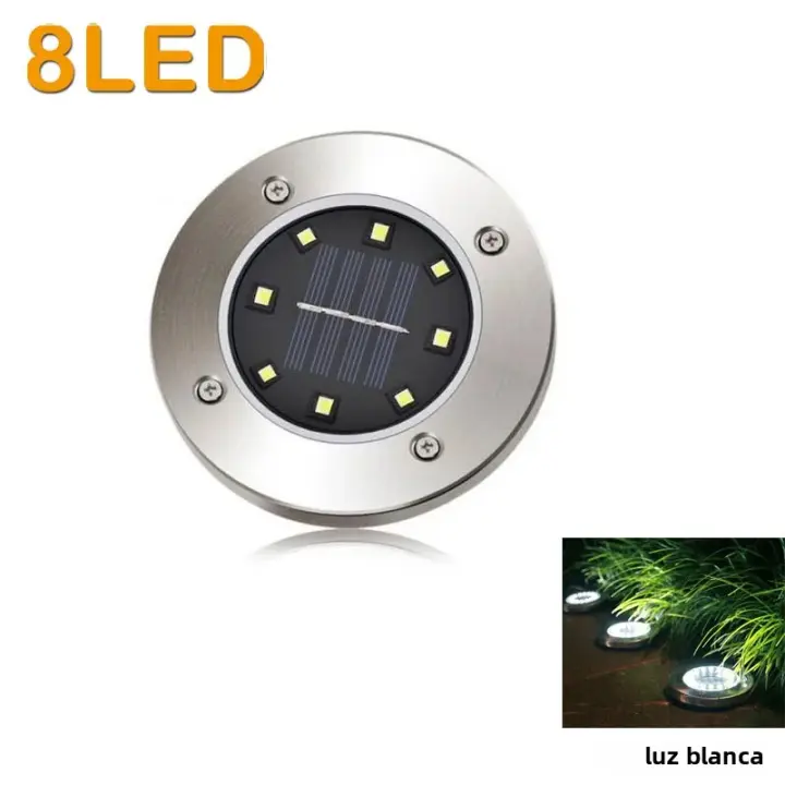 Lámpara Solar De Jardín LED 8/20LED Luz De Disco Solar Para Exterior Iluminación Subterránea Para Paredes De Madera Decoración De Jardín Blanco/Cálido IP65 - 1