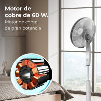 Ventilador de pie - Cecotec EnergySilence 1010 ExtremeConnected - 60W, 10 Aspas, Mando y Temporizador - details 5