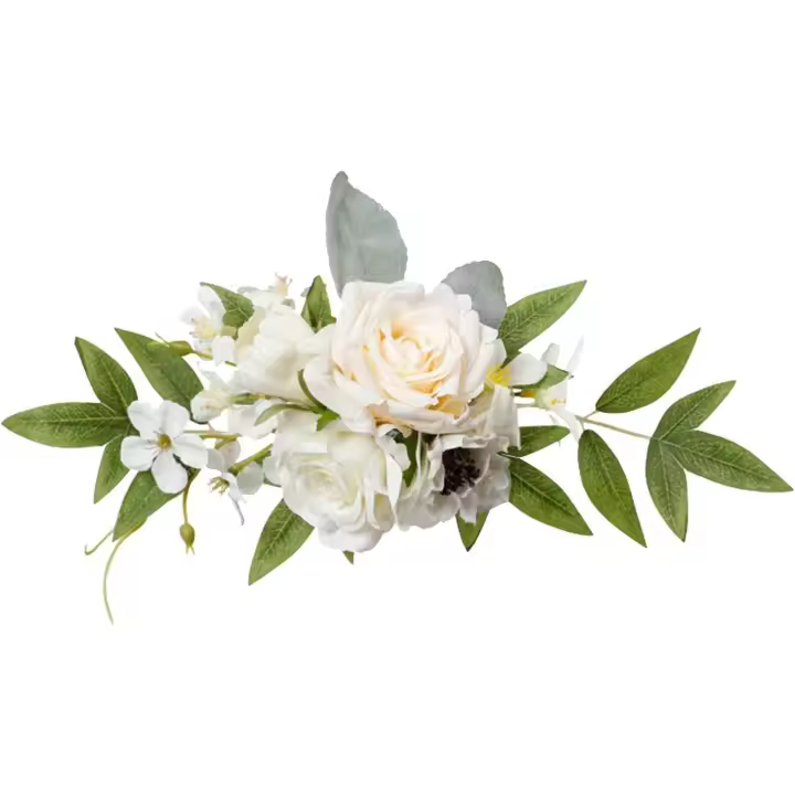 Respaldo de silla de boda con flores artificiales rosas para respaldo de silla, decoración de arco de boda para fiesta de bodas, color blanco - 1