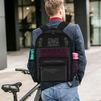Mochila De Moda Para Mujer Transparente Y Ligera Malla Pesada Para Niños Y Niñas Negro Bolsa De Hombro De Viaje - details 1