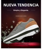 Zapatos De Hombre Impermeables Para Primavera Y Otoño Tenis De Cuero Deportivos Antideslizantes Suela De Goma Para Caminar Y Deporte - details 2