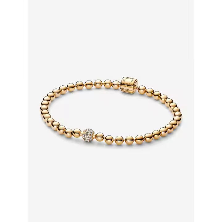 Pandora - Pulsera de cuentos y pavé - Baño de Oro de 14 Quilates - 1