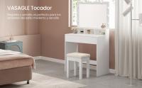 VASAGLE Tocador, Mesa de Maquillaje con Espejo y Luces LED con Brillo Ajustable, 2 Cajones y 3 Compartimentos, Moderno, Blanco - details 0