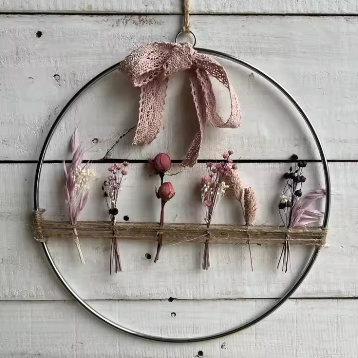 Tusplantas Aro de Flor Seca y Preservada - Original Decoración para la Casa - 1