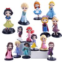 Disney Figuras De Acción De Princesa Kawaii Q 6-8Pcs Snow White Ariel Belle Rapunzel Para Niñas Juguete Modelo De Hielo Y Fuego - details 0
