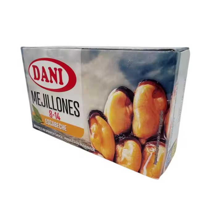 5 latas de mejillones en escabeche Dani lata 8-14 piezas - 1