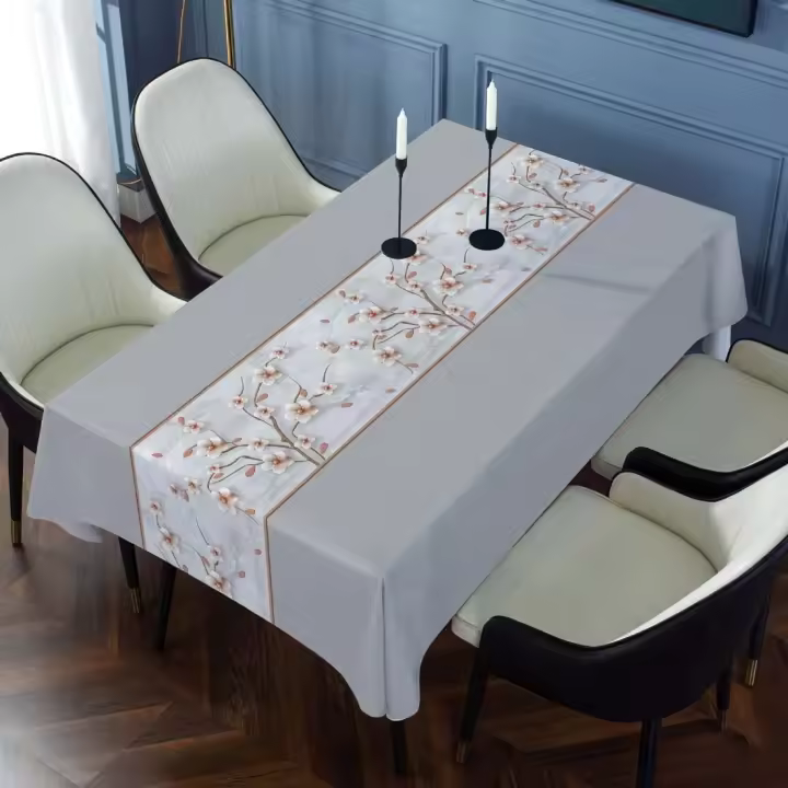 Mantel doméstico impermeable y resistente al aceite, mesa de centro rectangular, mantel, mantel de comedor, gris, 120x170cm - 1