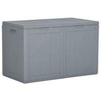 vidaXL Caja de almacenaje para jardín 180 L PP ratán en color Marrón/Gris - details 1