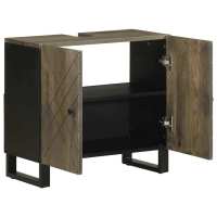 vidaXL Mueble para lavabo de madera maciza de mango negro 62x33x58 cm - details 1