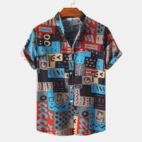 Camisa Havaiana Para Hombres Verano Manga Corta Estilo Boho Patrón Geométrico Casual Blusa De Playa Polyester Y Algodón - details 5