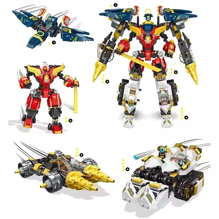Bloques De Construcción Mecha Titan Robot 703pcs 4en1 Super Combinación Juguete Para Niños Regalo Para Niños De 6 a 12 Años Material ABS Tamaño Pequeño Compatible Con Lego - 1