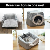 Cama De Gato Y Perro Caliente Suave Para Invierno Tamaño L/XL Color Café/Negro/Cafeína Dual Uso Nido De Descanso Para Pequeños Perros Y Gatos Pupusas Material 100% Algodón - details 3